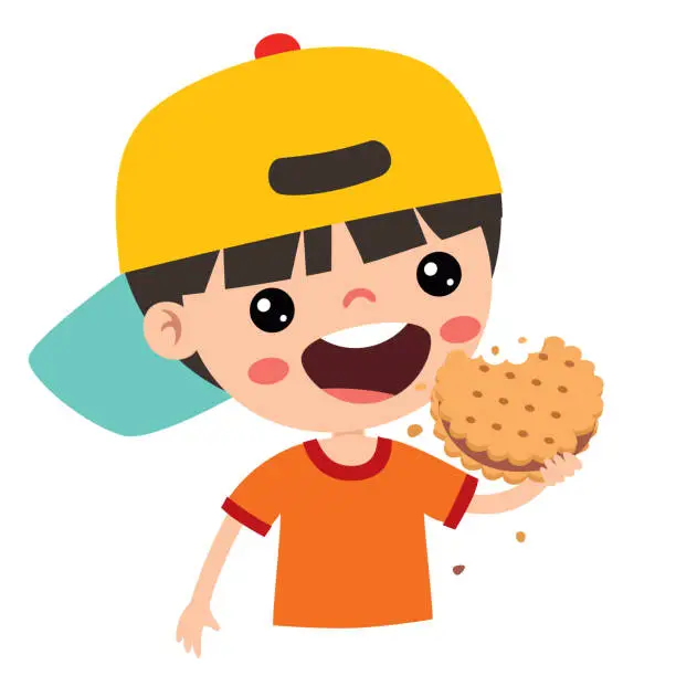 Vector illustration of Illustration Of Kid With Biscuit