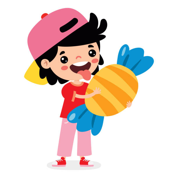 illustration of kid with candy - chewing gum candy bubble little girls stock illustrations