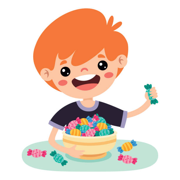 illustration of kid with candy - chewing gum candy bubble little girls stock illustrations