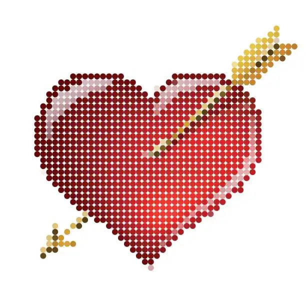 Vector illustration of Red heart with an arrow from vector circles
