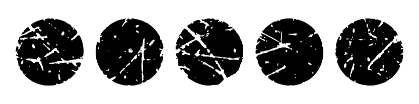 Round Scratch Vector Stamp Of Shape Circle Frame Vector Illustration Set Round Labels With ...