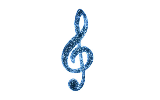 3d illustration of musical notes and musical signs of abstract music sheet.