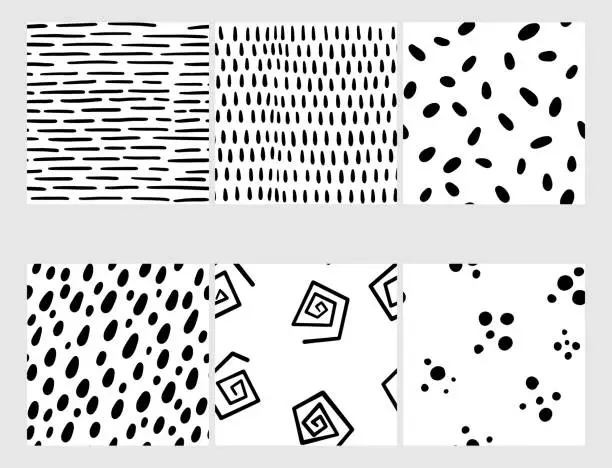 Vector illustration of Small dash patterns set. Seamless minimal dash pattern, small elements.