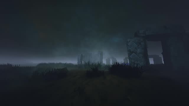 A Mystical Stonehenge, A Foggy Night