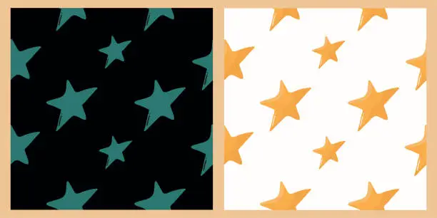 Vector illustration of Set of stars seamless vector pattern background illustration