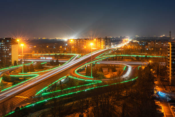 istock Beijing Yu Ting Bridge city traffic night highway 2113544977