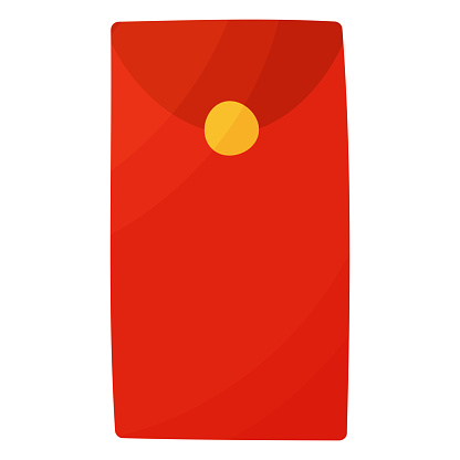 Red money envelope icon. Chinese monetary tradition. Asian festive wedding gift. Return service. Budget control. Luck Respect and honor. Simple symbol element.