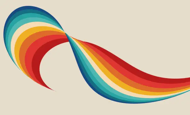 Vector illustration of Vector fluidity colors twisted stripes ribbon rainbow minimalist flat design background