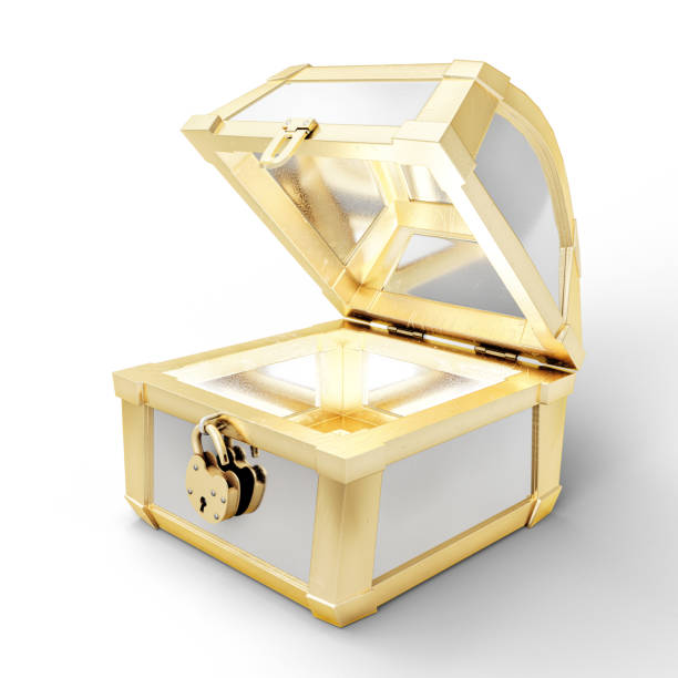 An empty wooden treasure chest