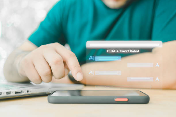 istock Man use phone to using command prompt chat Ai for generating something, Futuristic technology transformation. 2113613814
