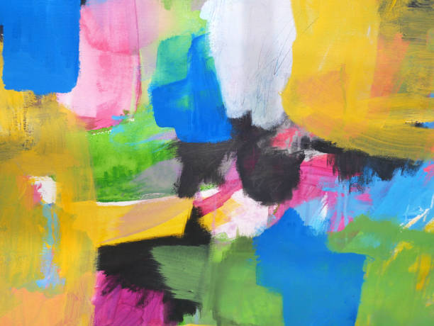 istock Colorful acrylic brush strokes abstract background. 2113613828