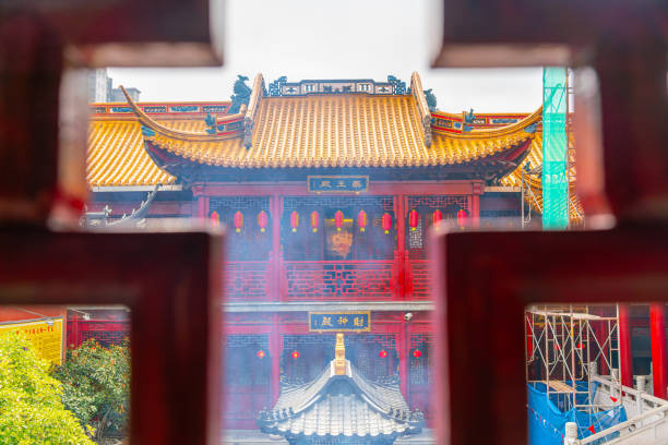 Shanghai, China - March March 16th 2024: view of Taiqing Palace, It is a very famous place in Shanghai, People are praying for blessings