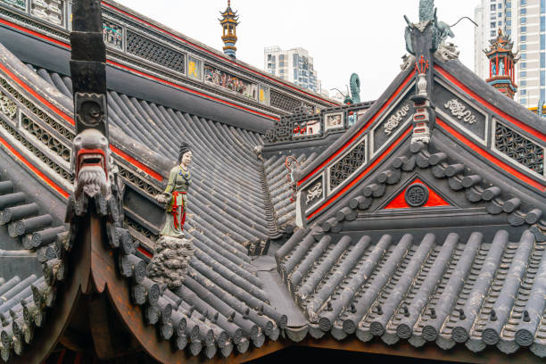 Shanghai, China - March March 16th 2024: view of Taiqing Palace, It is a very famous place in Shanghai，People are praying for blessings
