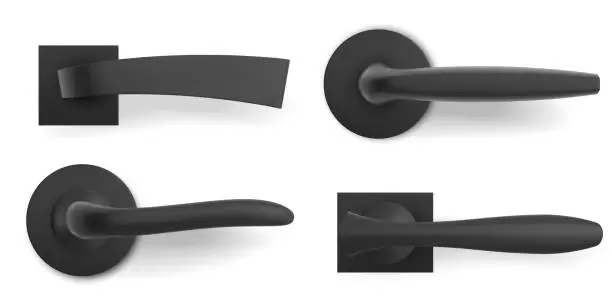 Vector illustration of door handles set on white vector illustration