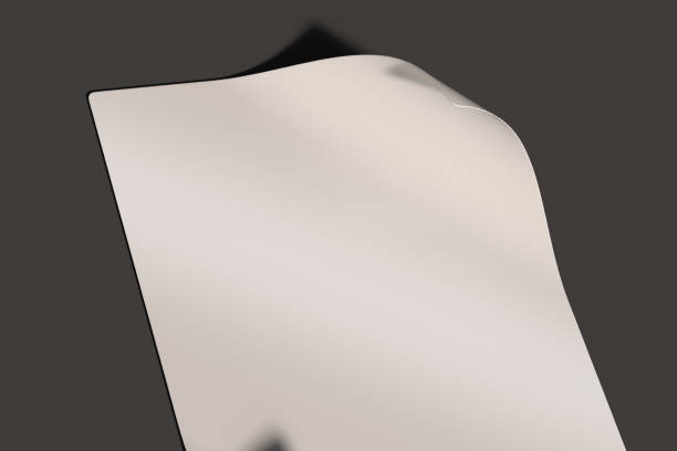 Blank white paper sign roughly stuck with dirty adhesive tape on white door, text mockup template, copy space