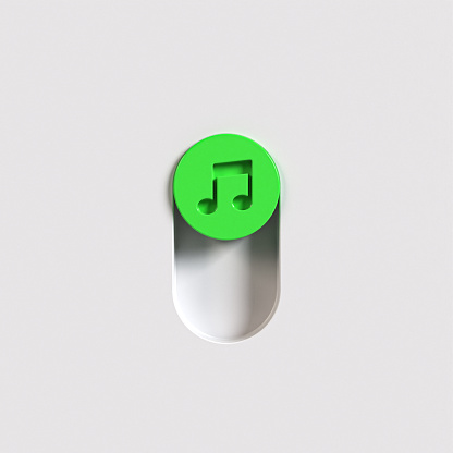Green button audio symbol 3d render illustration