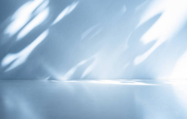 istock Wall interior background, studio, and backdrops show products. with shadow from window color white and blue light. background for text insertion and presentation of product 2113775488