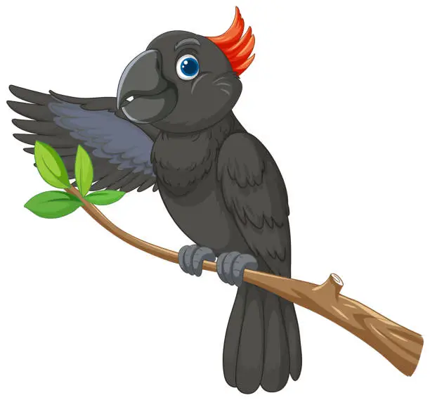 Vector illustration of Vector graphic of a parrot perched on a tree branch