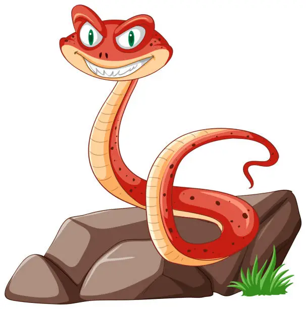 Vector illustration of Vector illustration of a smiling red snake.