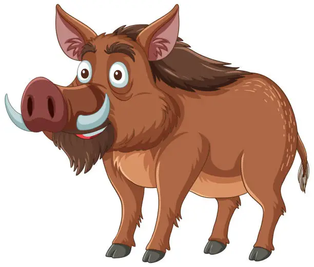 Vector illustration of Vector graphic of a smiling, friendly wild boar