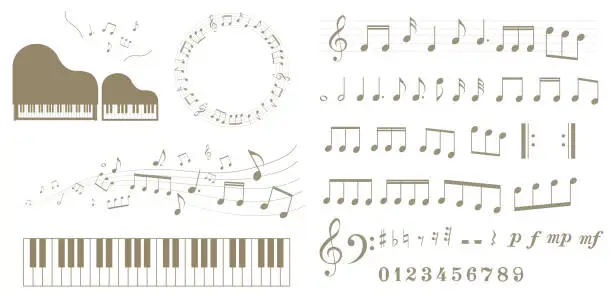 Vector illustration of Illustration set of musical notes, rests and musical symbols