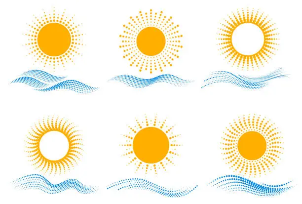 Vector illustration of Logo set of sun and sea