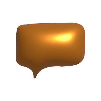 Golden Speech Bubble Icon Shining With a Smooth Surface Texture