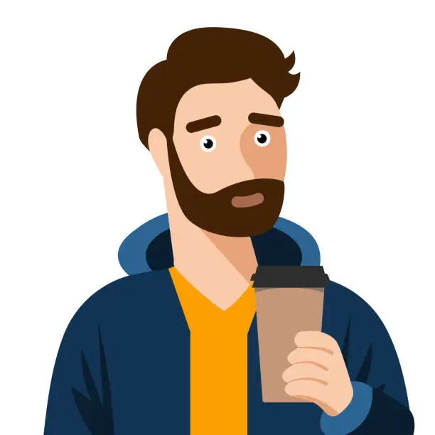 Vector illustration of Man with a cup of coffee