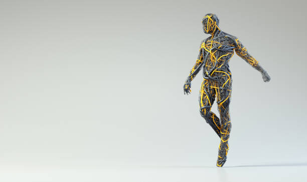 Man made of wire over clean background. THIS IS A 3D RENDER ILLUSTRATION.