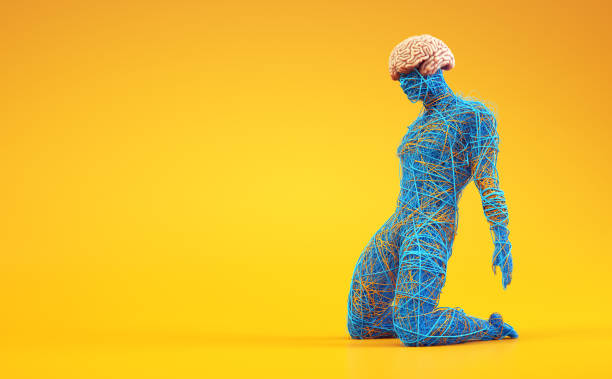 istock Man made of wire with big brain. Brainstorming concept. 2113862142