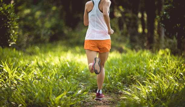 istock Trail runner running in summer forest trail 2113877946
