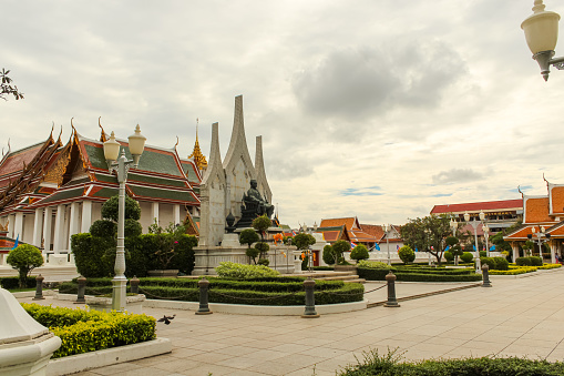 Wat Ratchanatdaram Woravihara, Loha Prasat temple at Bangkok city. This was on a hot humid wet season afternoon.