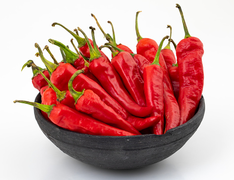 Red Chili in Blue Basket - food preparation.