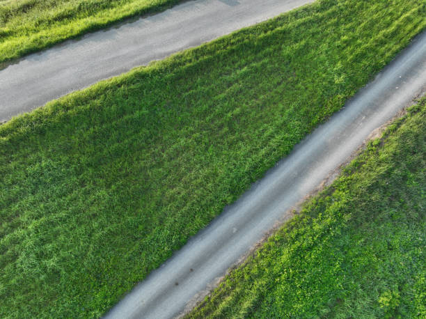 istock Top view of trail in green grass 2113941899
