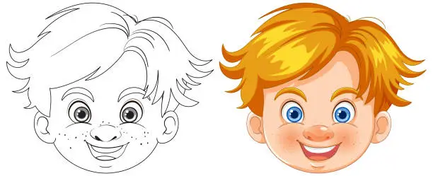 Vector illustration of Vector illustration of a happy young boy's face