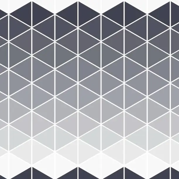 Vector illustration of Halftone triangular pattern vector illustration. Geometric seamless pattern on isolated background. Triangle gradient sign concept.