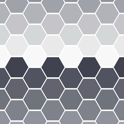 Gray wallpaper with honeycomb vector illustration. Geometric seamless pattern on isolated background. Hexagon gradient sign concept.
