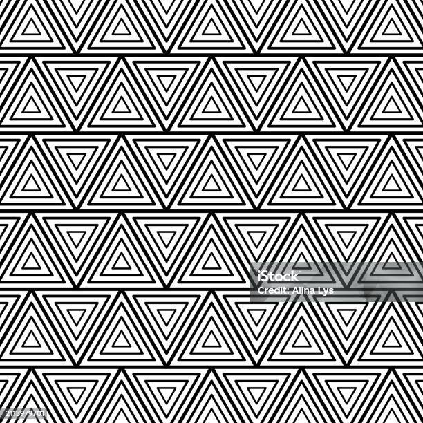 Exotic Pattern Triangular Black Ornament With Triangles Vector Illustration Triangular Seamless ...