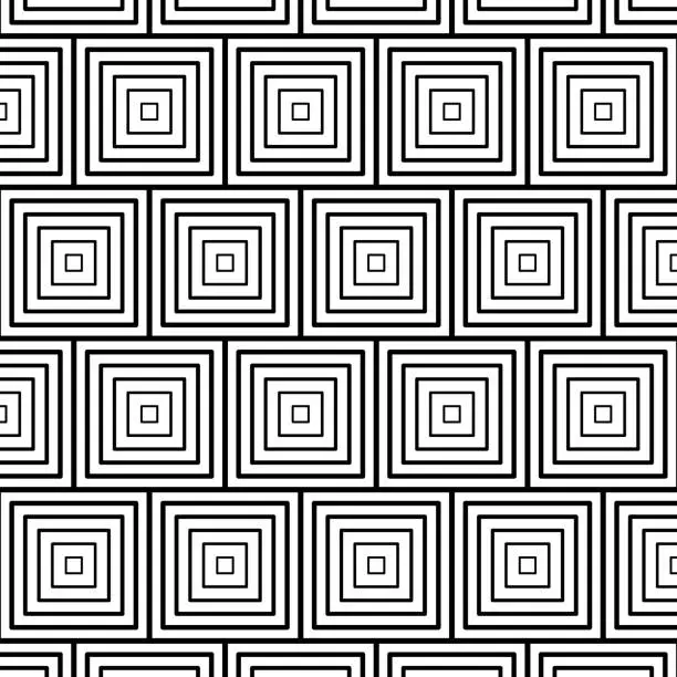 Vector illustration of Black ornament with square vector illustration. Rectangular seamless pattern on isolated background. Abstract pattern sign concept.