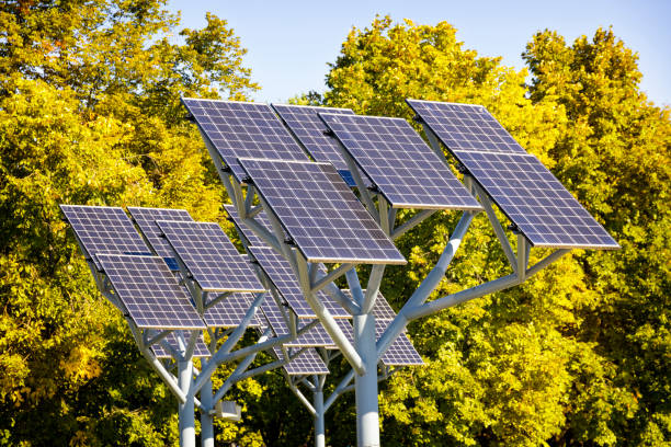 Solar panel produces green, environmentally friendly energy from the sun.