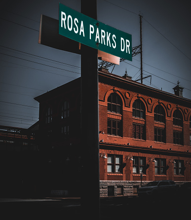View of Rosa Parks Drive in Wilmington Delawares Historic area during the spring time in the morning
