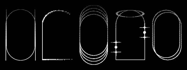ピクセル y2k 幾何学的形状のアーチ セット。窓、アーチピクセルのレトロなデザイン。ビットマップ y2k 要素グレイン。ベクトル図 - memphis tennessee audio点のイラスト素材／クリップアート素材／マンガ素材／アイコン素材