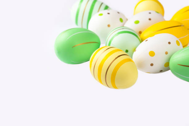 Perfect colorful handmade easter eggs isolated on white background