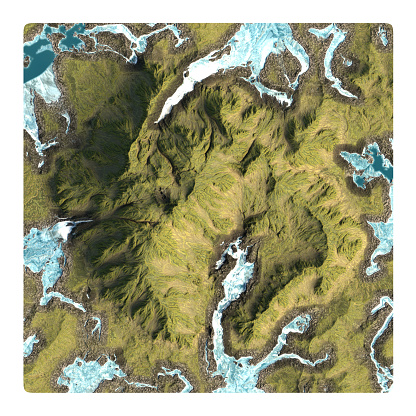 Relief map of United Kingdom. surrounding territory greyed out 3d illustration\nSource Map Data: tangrams.github.io/heightmapper/,\nSoftware Cinema 4d