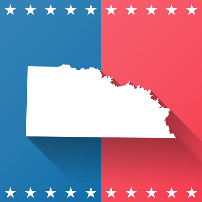 Map of Union County - Arkansas, on a blue and red colored background. The blue color represents the Democratic Party and the red color represents the Republican Party. White stars are placed above and below the map. Vector Illustration (EPS file, well layered and grouped). Easy to edit, manipulate, resize or colorize. Vector and Jpeg file of different sizes.