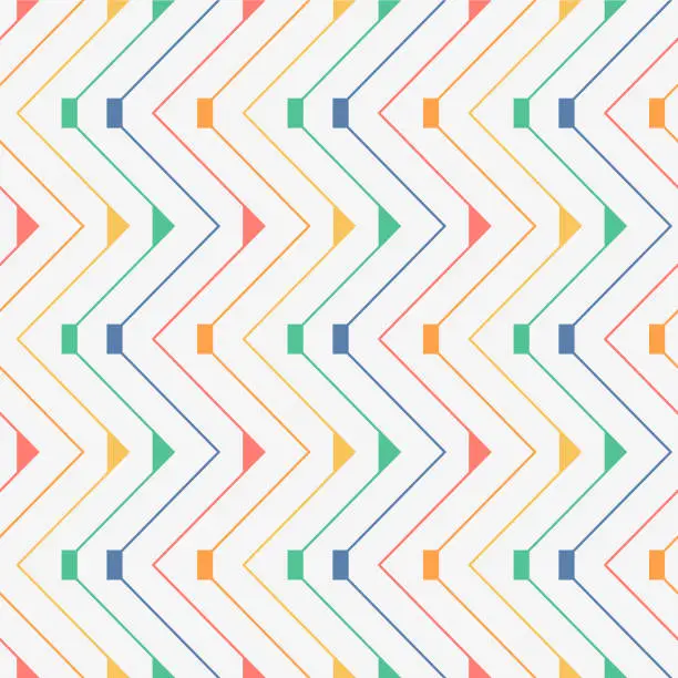 Vector illustration of Japanese Colorful Zigzag Line Vector Seamless Pattern