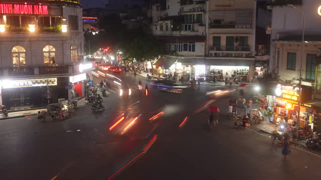 Time lapse of Hanoi city, vehicles in motion. in Vietnam