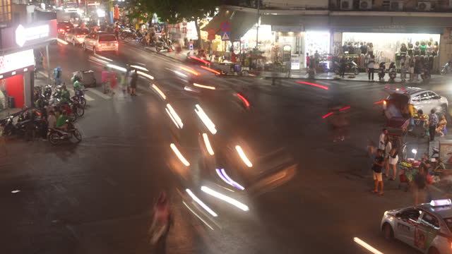 Time lapse of Hanoi city, vehicles in motion. in Vietnam