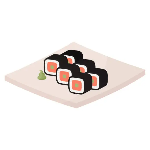 Vector illustration of set of sushi rolls