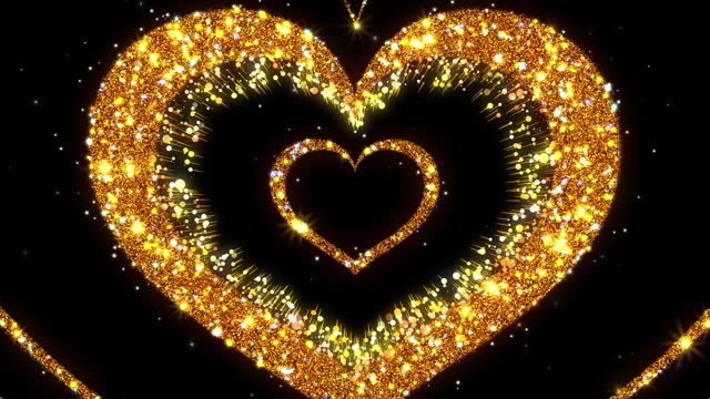 Flying Golden Hearts and Particles Loop